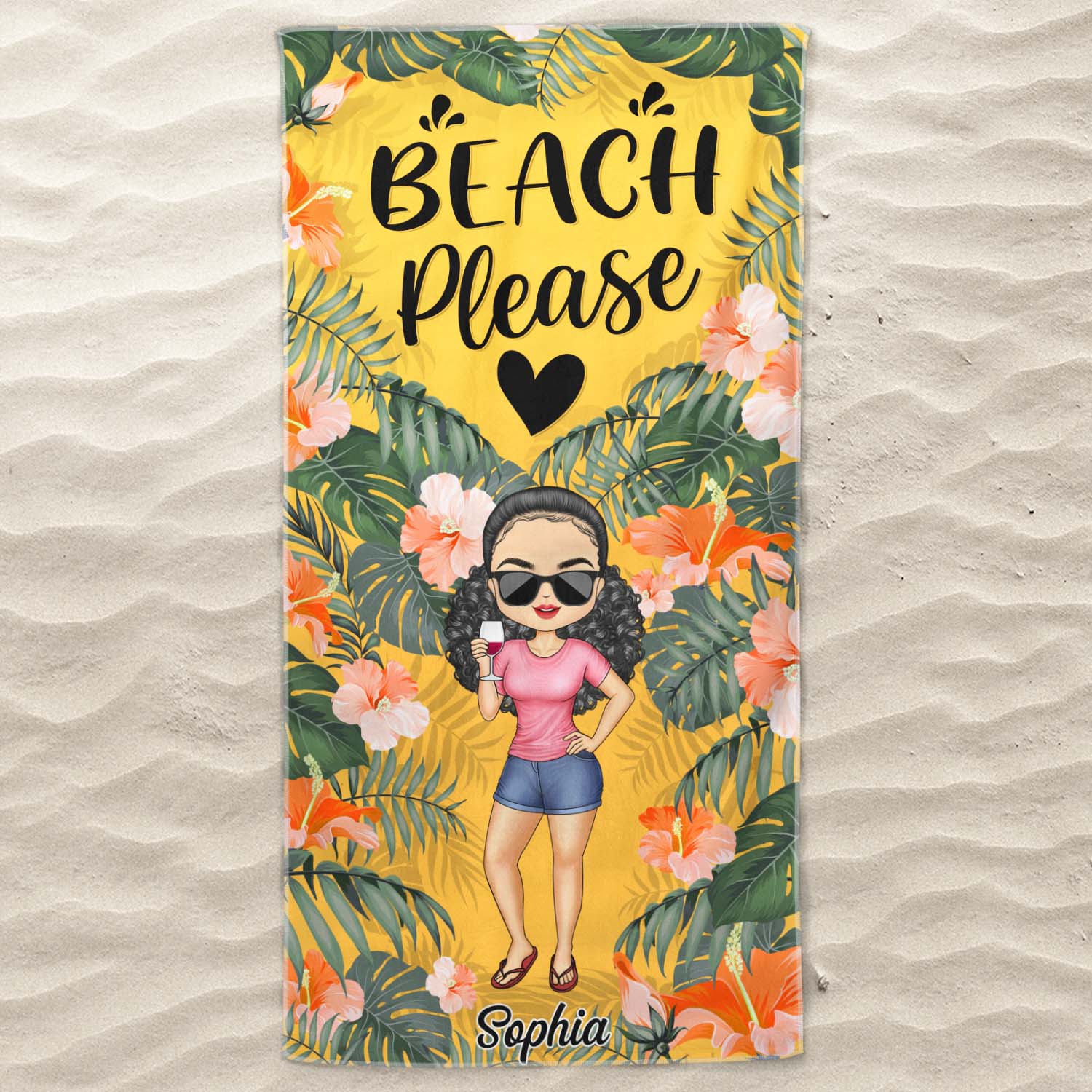 Drink In My Hand Toes In The Sand - Gift For Beach Lovers - Personalized Custom Beach Towel - Image 3