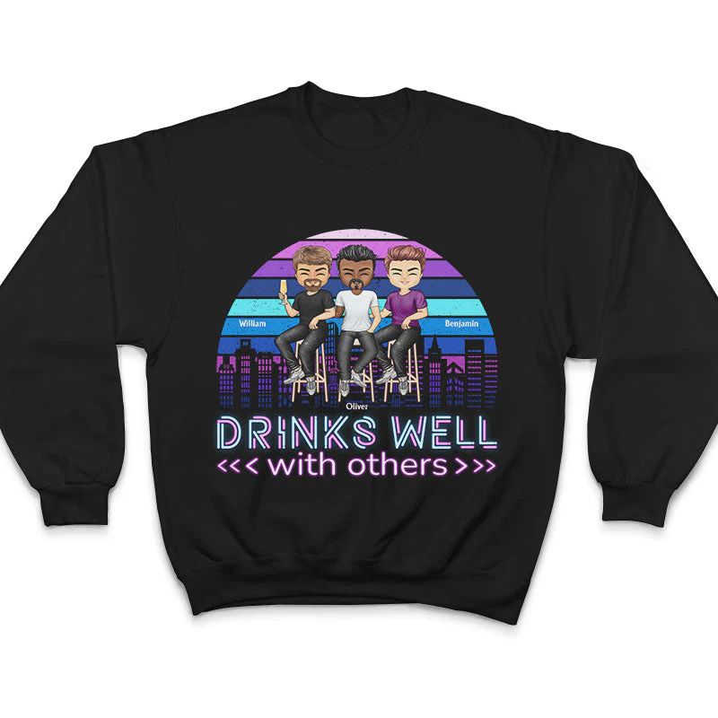 Drinks Well With Others Drinking Friends - BFF Bestie Gift - Personalized Custom T Shirt - Image 5