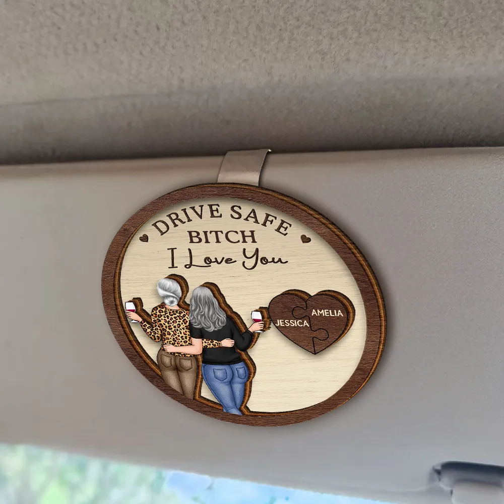 Drive Safe Bestie I Love You - Personalized Custom Shaped Car Visor Clip - Image 2