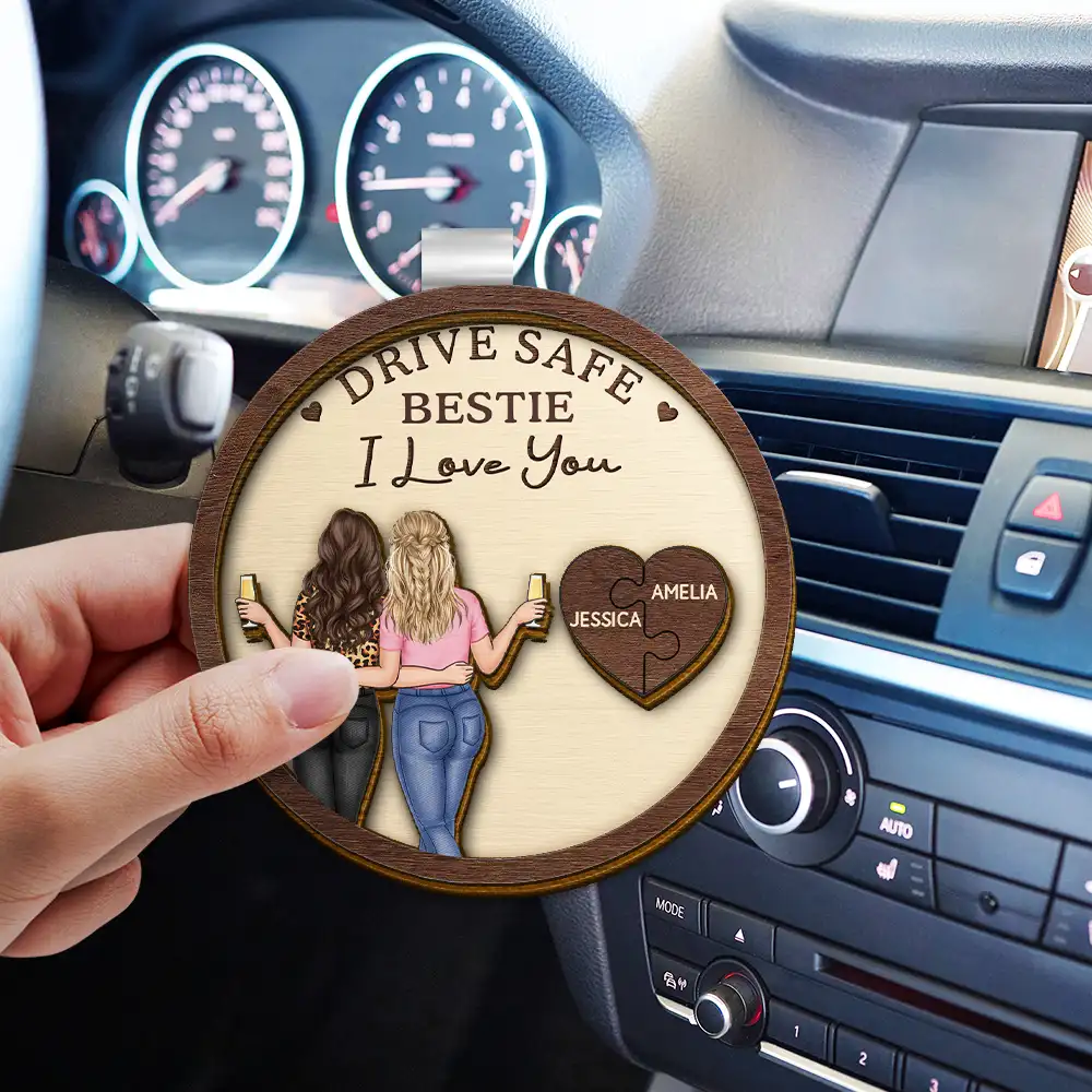 Drive Safe Bestie I Love You - Personalized Custom Shaped Car Visor Clip - Image 3