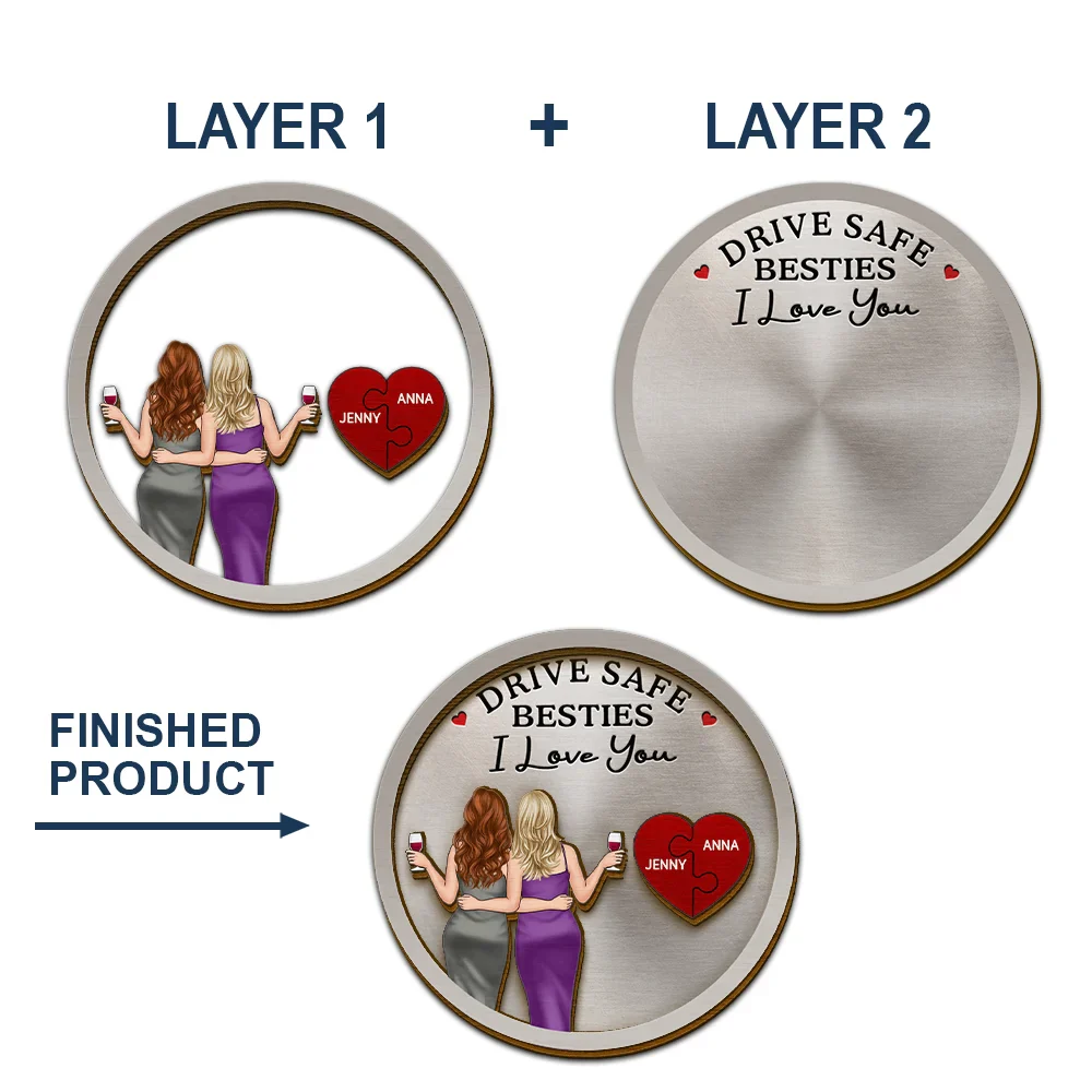 Drive Safe Bestie I Love You - Personalized Custom Shaped Car Visor Clip - Image 5