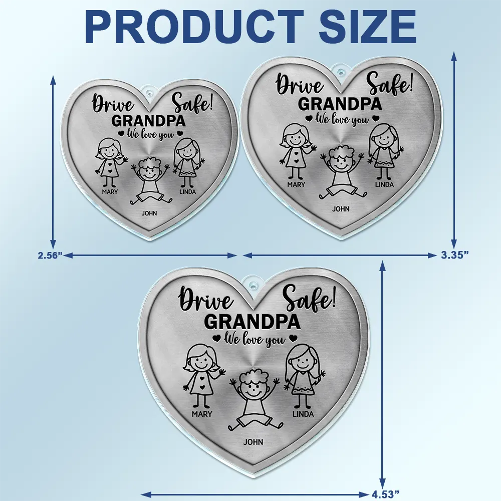 Drive Safe Daddy Kid Stick Figures - Personalized Acrylic Car Hanger - Image 4