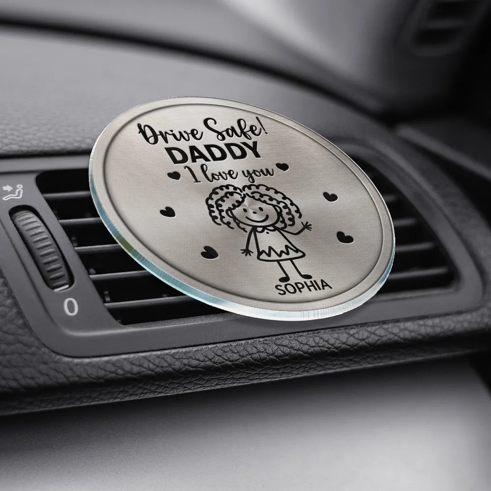 Drive Safe Grandpa Daddy Kid Stick Figures - Personalized Acrylic Car Vent Clip - Image 3