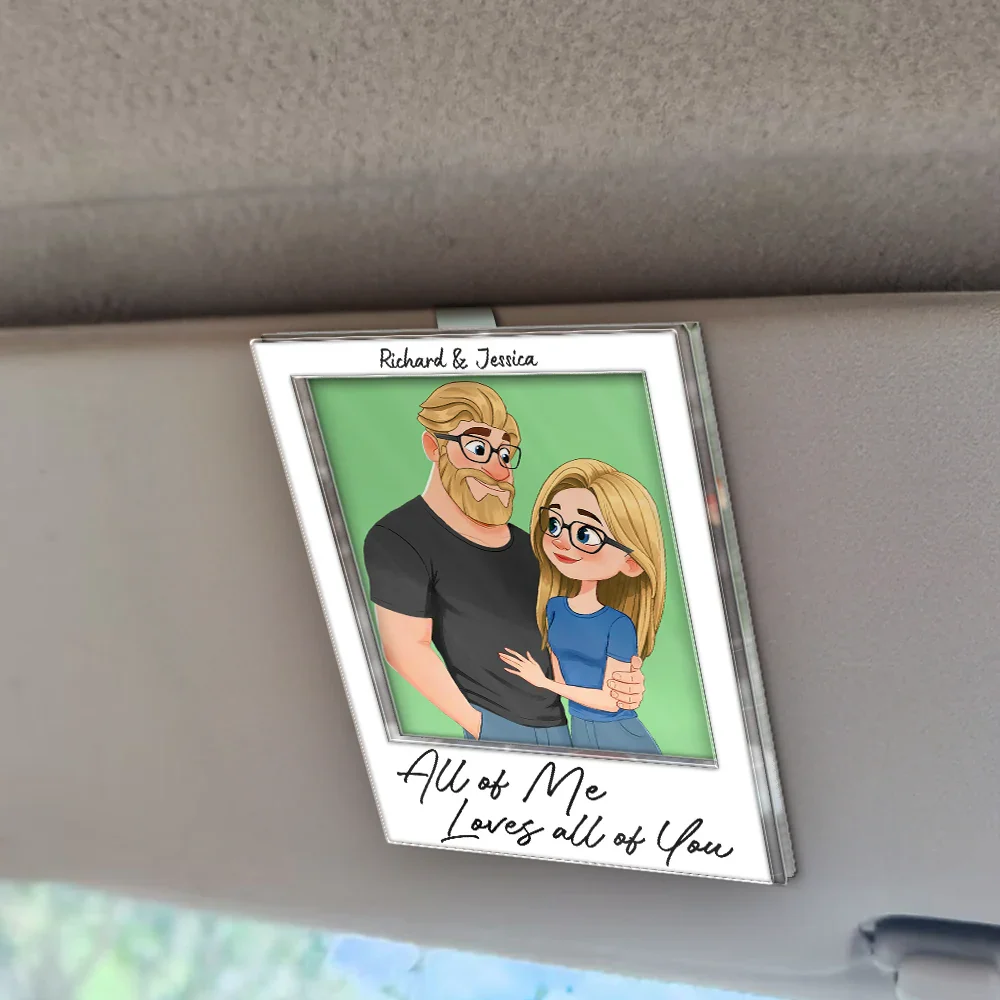 Drive Safe I Love You Animate Couple - Personalized Custom Shaped Acrylic Car Visor Clip - Image 2