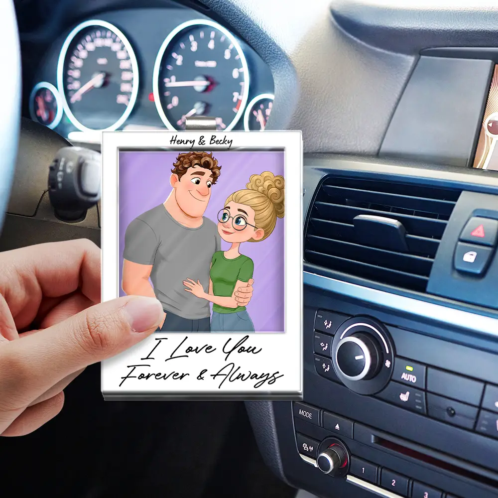 Drive Safe I Love You Animate Couple - Personalized Custom Shaped Acrylic Car Visor Clip - Image 3