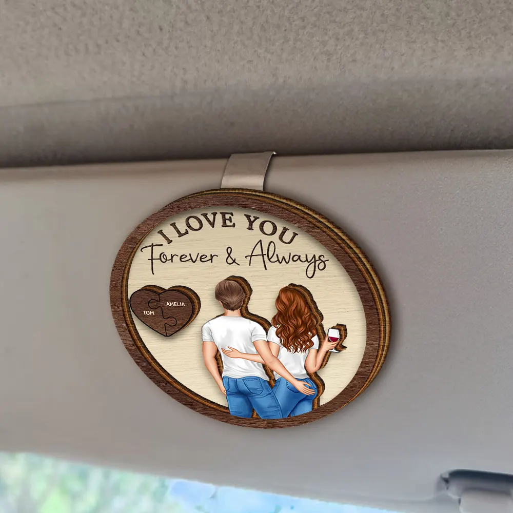 Drive Safe I Love You Backside Couples - Personalized Custom Shaped Car Visor Clip - Image 2