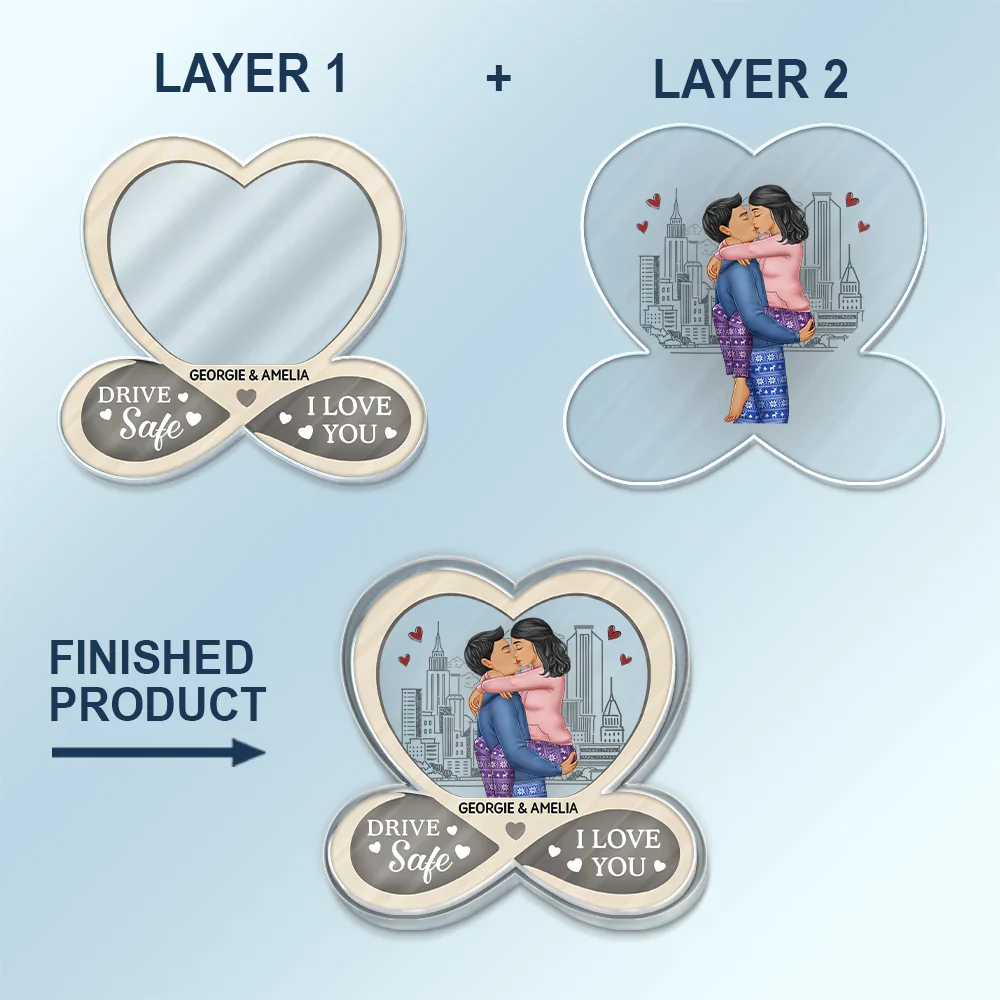 Drive Safe I Love You Couples - Personalized Custom Shaped Acrylic Car Visor Clip - Image 5