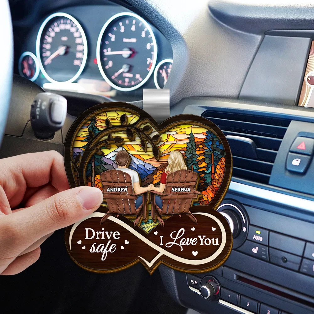 Drive Safe I Love You Holding Hand Couple - Personalized Custom Shaped Car Visor Clip - Image 3