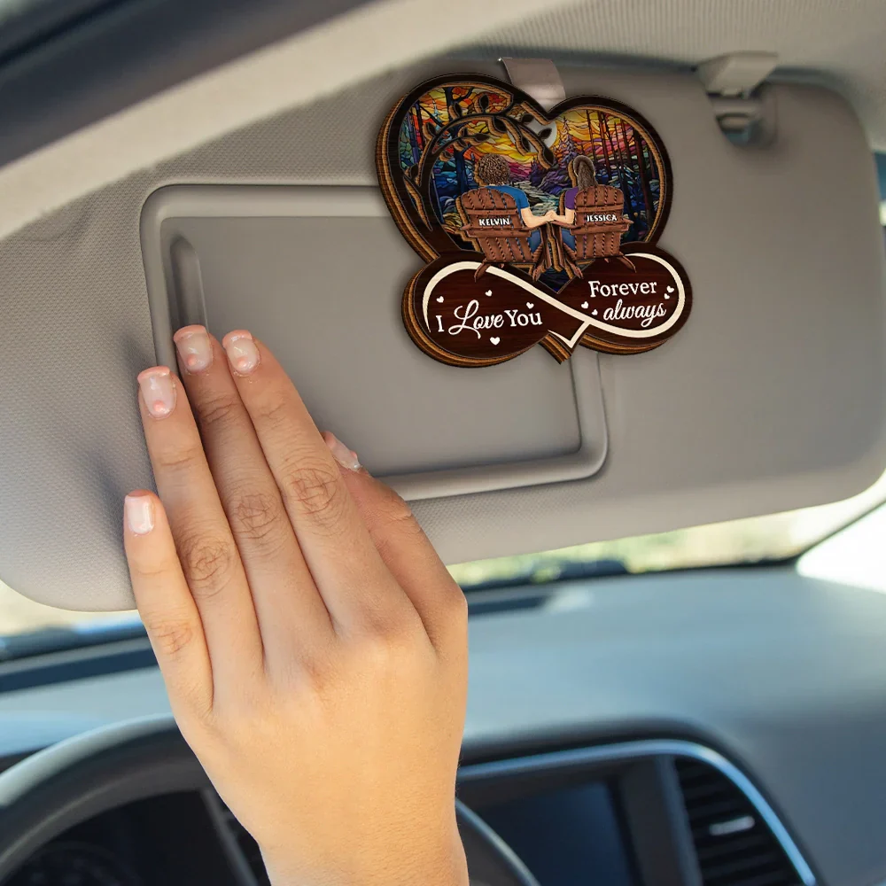 Drive Safe I Love You Holding Hand Couple - Personalized Custom Shaped Car Visor Clip - Image 4