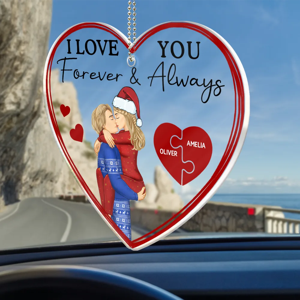 Drive Safe I Love You Kissing Couples - Personalized Acrylic Car Hanger - Image 2