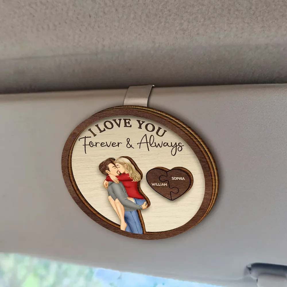 Drive Safe I Love You Kissing Couples - Personalized Custom Shaped Car Visor Clip - Image 2