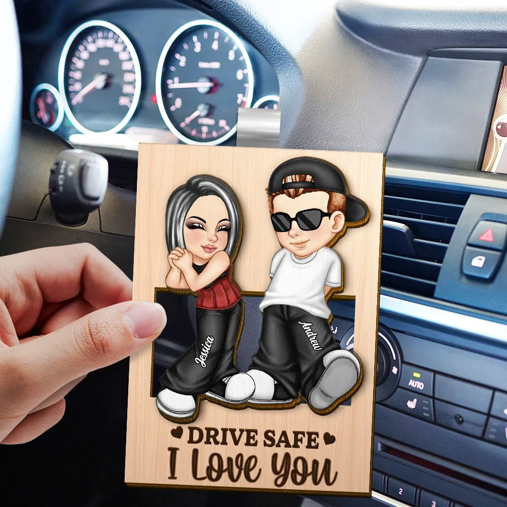 Drive Safe I Love You Y2K Couple - Personalized Custom Shaped Car Visor Clip - Image 3