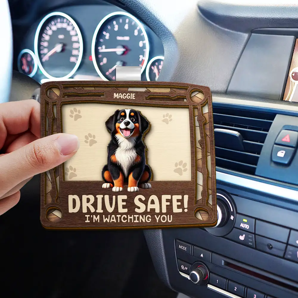 Drive Safe We're Waiting At The Door Dog Cat - Personalized Custom Shaped Car Visor Clip - Image 3