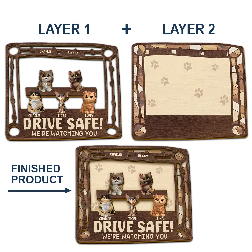 Drive Safe We're Waiting At The Door Dog Cat - Personalized Custom Shaped Car Visor Clip - Image 5