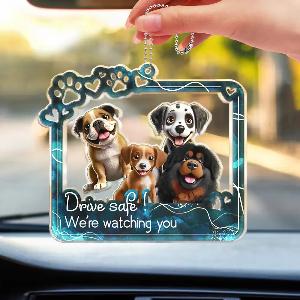 Drive Safe We're Waiting At The Door - Personalized Acrylic Car Hanger - Image 3