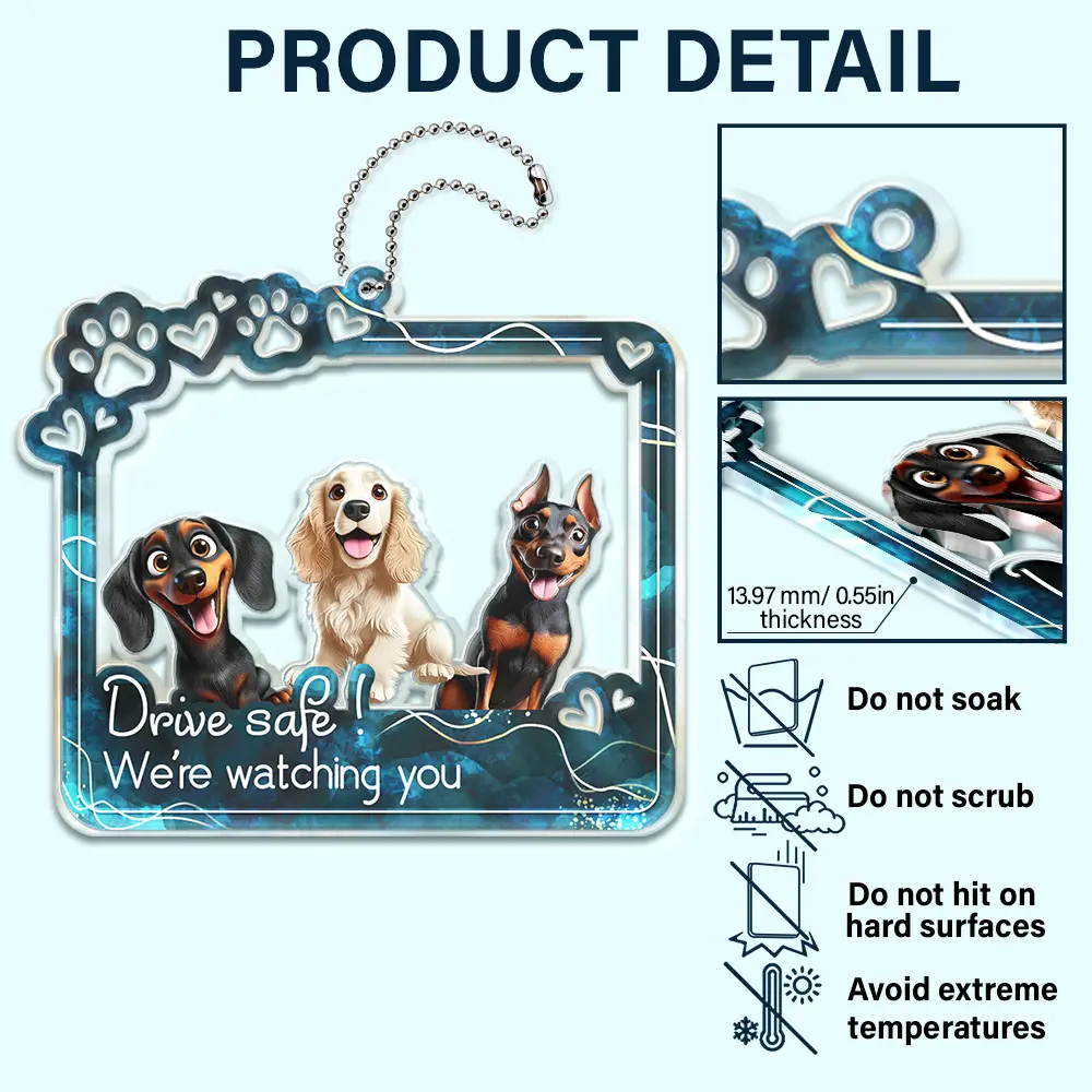 Drive Safe We're Waiting At The Door - Personalized Acrylic Car Hanger - Image 5