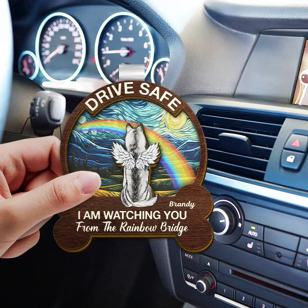 Drive Safe We're Watching You Dog Cat Memorial - Personalized Custom Shaped Car Visor Clip - Image 3