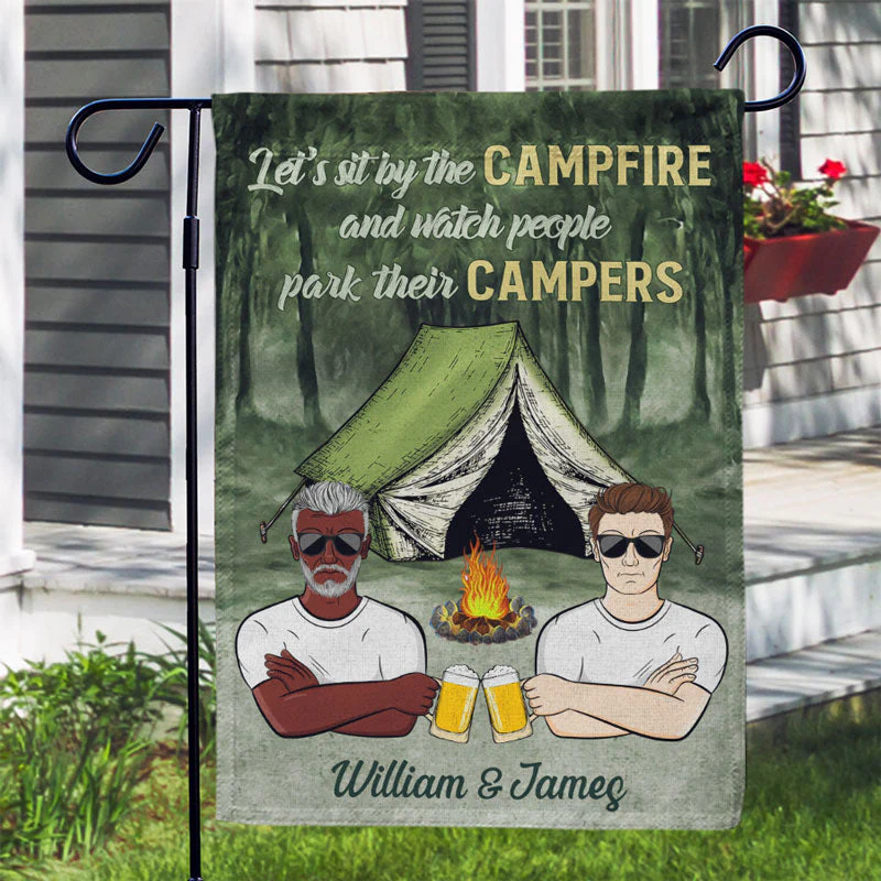 Drive Slow Drunk Campers Matter Camping Couple - Personalized Custom Flag - Image 3