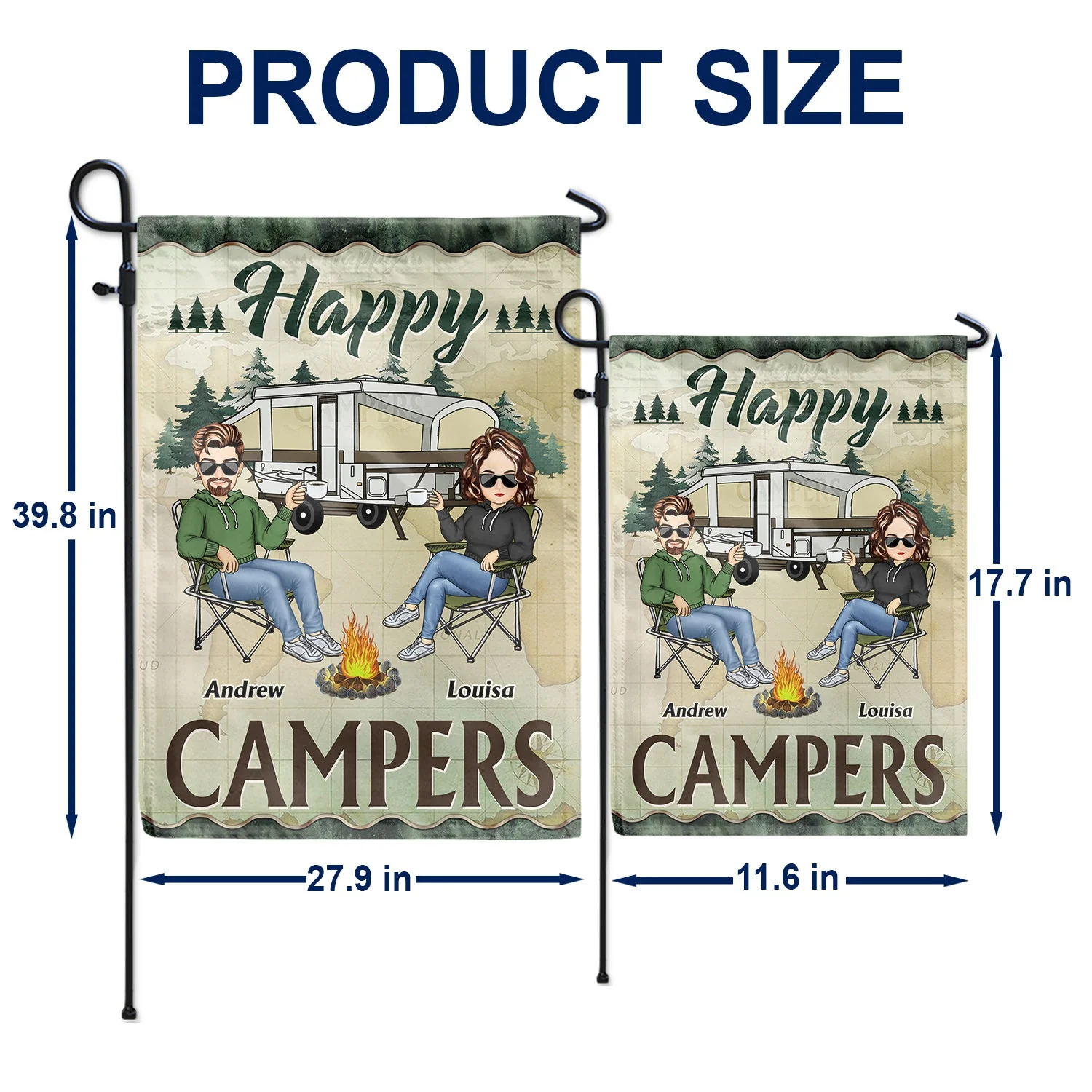 Drive Slow Drunk Campers Matter Camping Traveling - Vacation, Funny Gift For Campers, Besties, Family - Personalized Custom Flag - Image 5