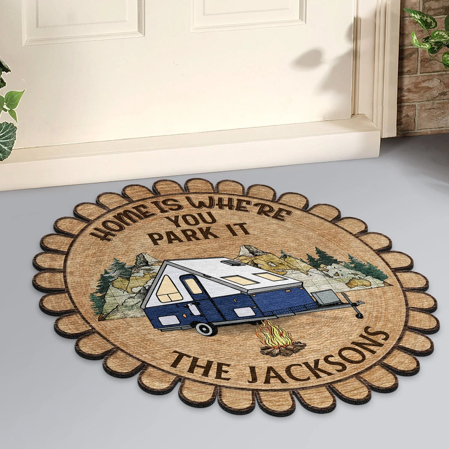 Drive Slow Drunk Campers Matter - Gift For Camping Couples - Personalized Custom Shaped Doormat - Image 2