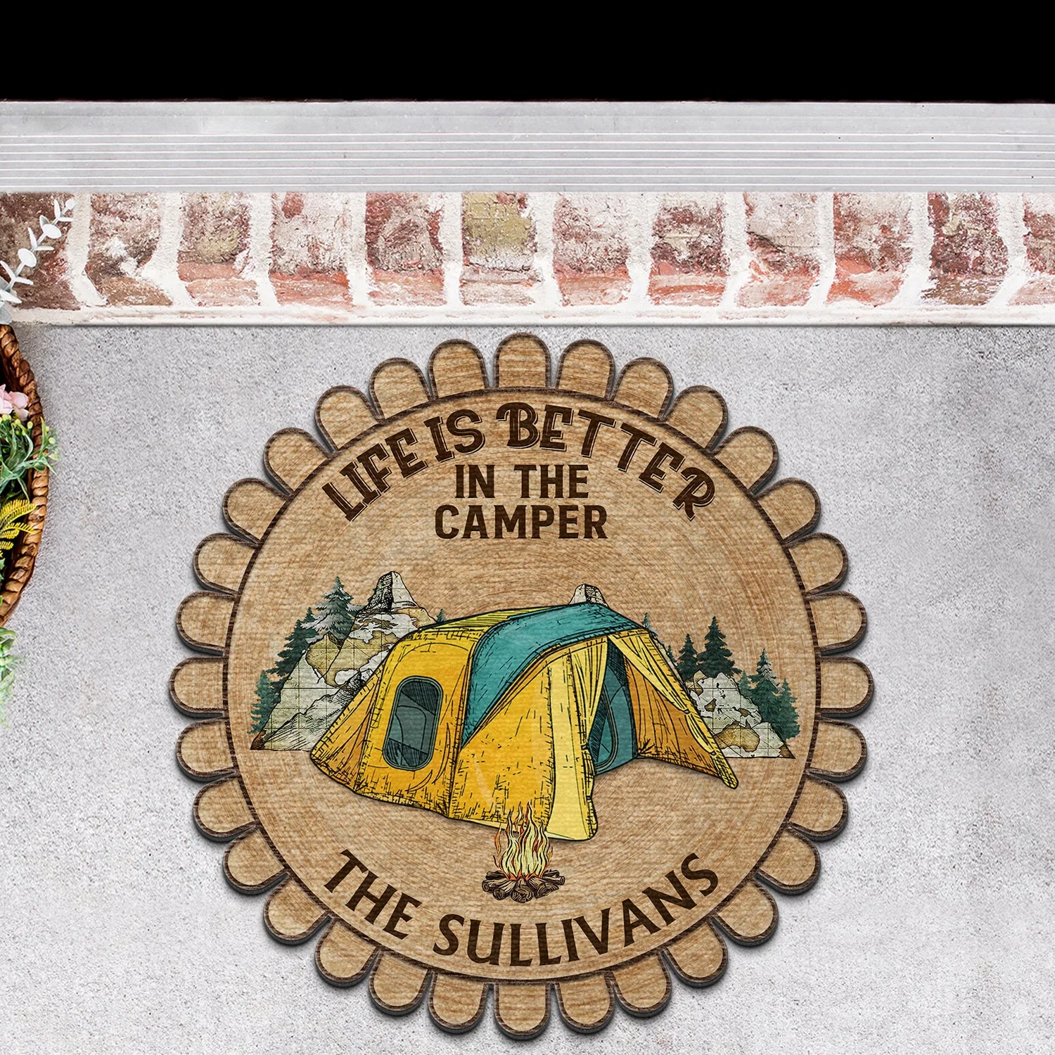 Drive Slow Drunk Campers Matter - Gift For Camping Couples - Personalized Custom Shaped Doormat - Image 3