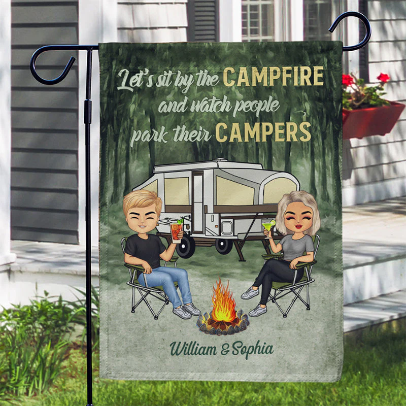 Drive Slow Drunk Campers Matter Husband Wife Camping Couple - Personalized Custom Flag - Image 3