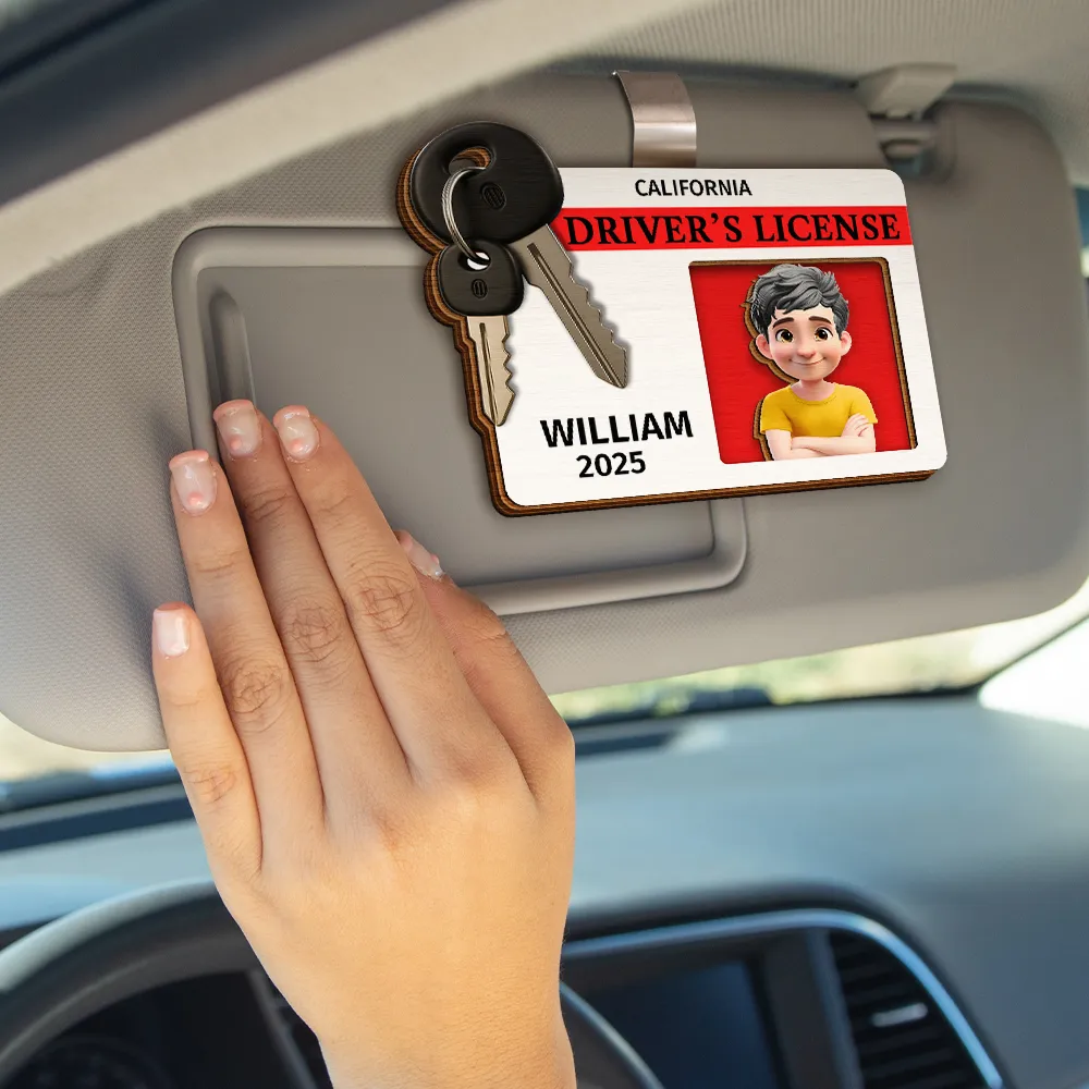 Driver's License 3D Effect - Personalized Custom Shaped Car Visor Clip - Image 4