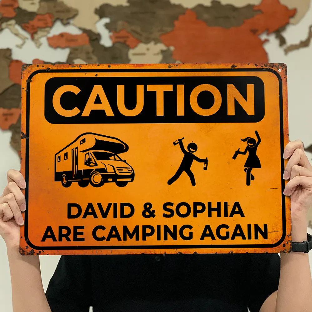 Drunk Stick Figure We Are Camping Again - Personalized Classic Metal Signs - Image 4