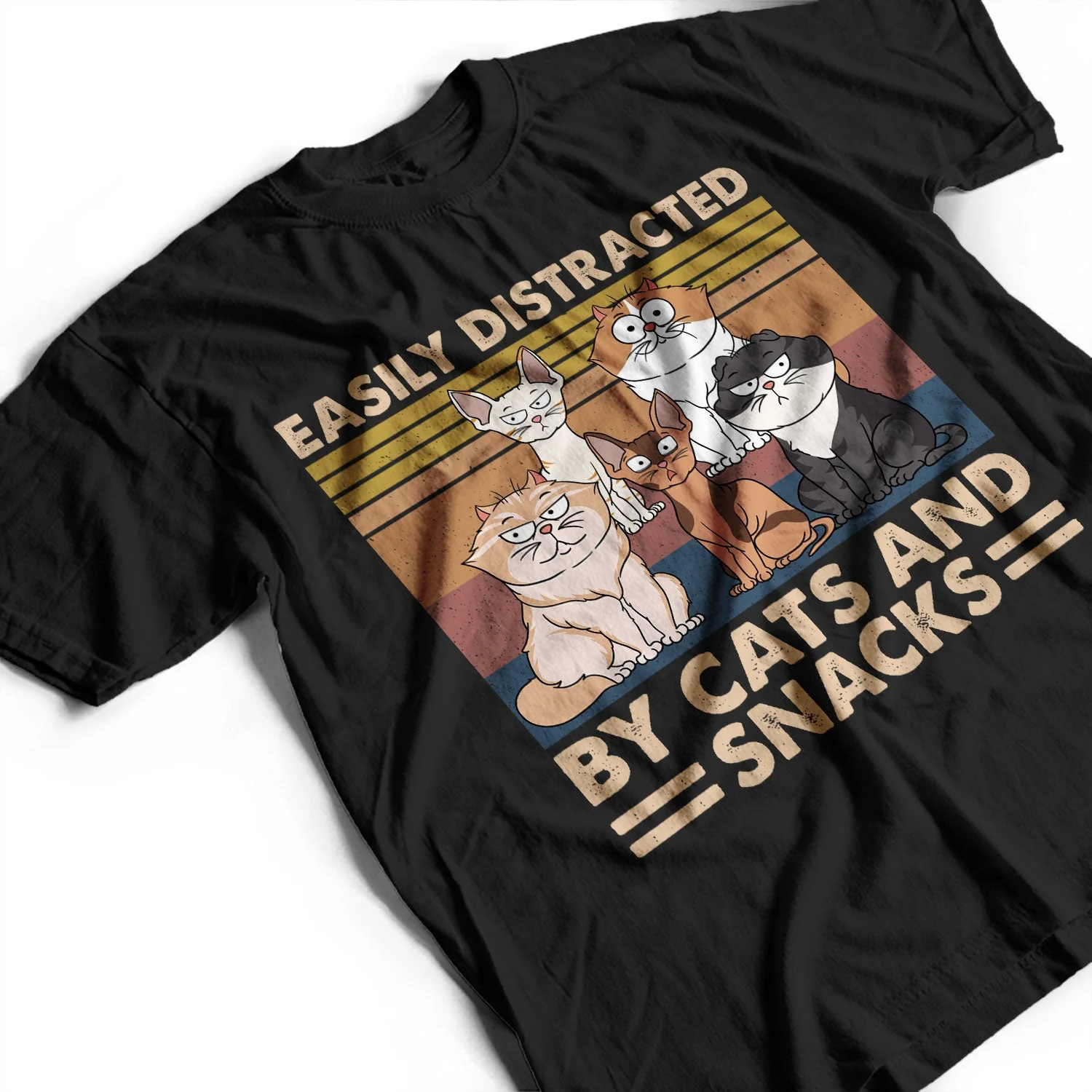 Easily Distracted By Cats & Alcohol Funny Cartoon Cat - Gift For Cat Lovers - Personalized T Shirt - Image 3