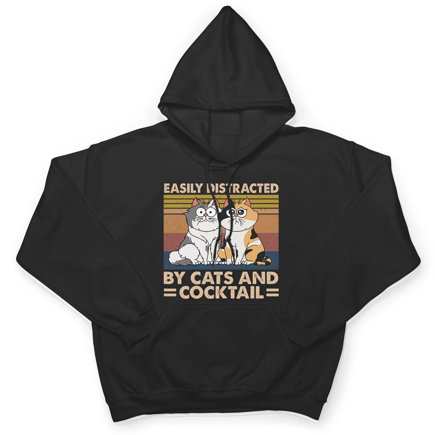 Easily Distracted By Cats & Alcohol Funny Cartoon Cat - Gift For Cat Lovers - Personalized T Shirt - Image 4
