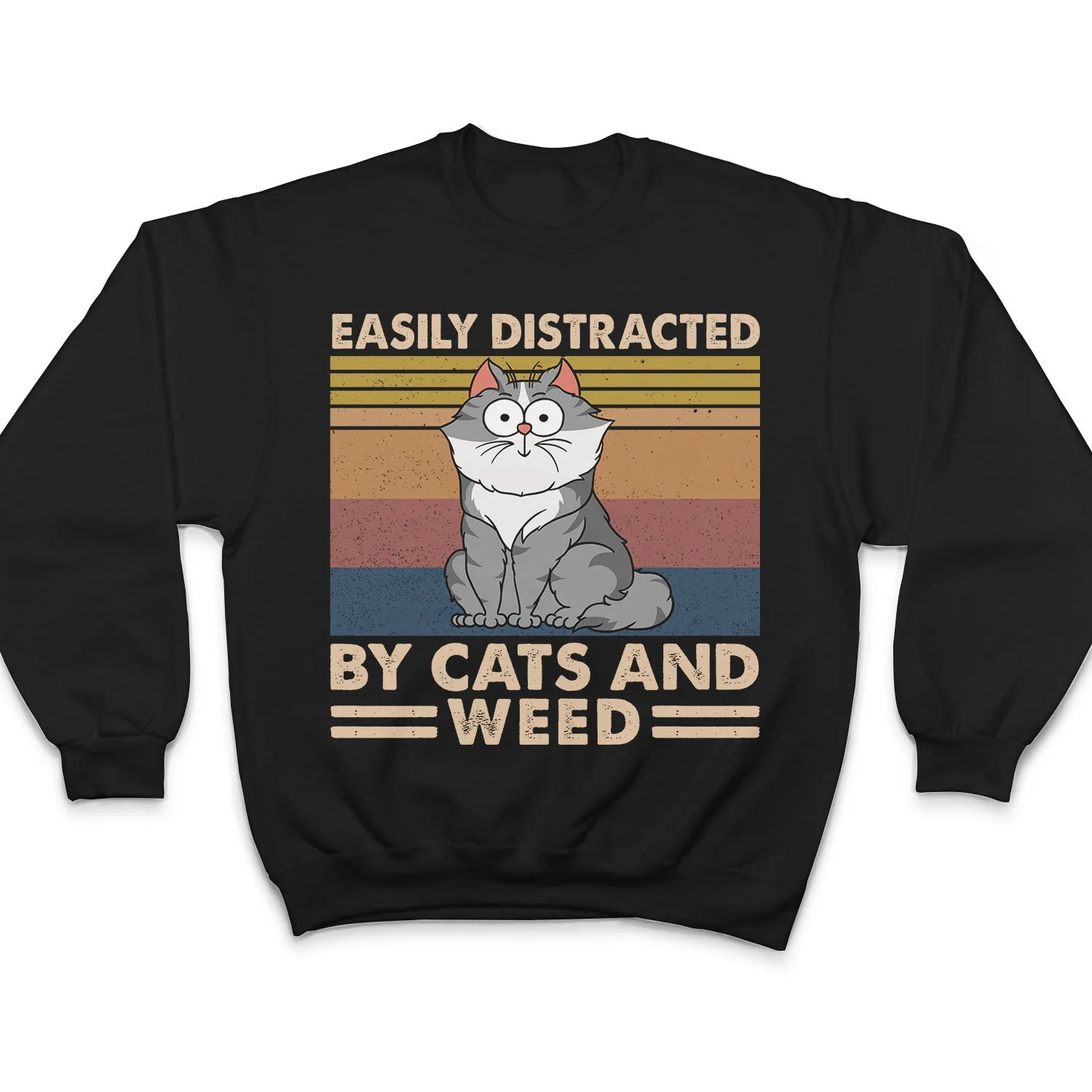 Easily Distracted By Cats & Alcohol Funny Cartoon Cat - Gift For Cat Lovers - Personalized T Shirt - Image 5