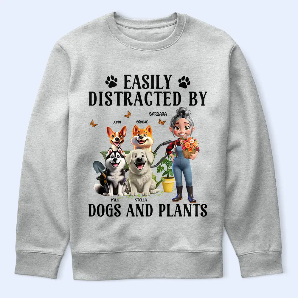 Easily Distracted By Dogs And Plants - Personalized T Shirt - Image 4