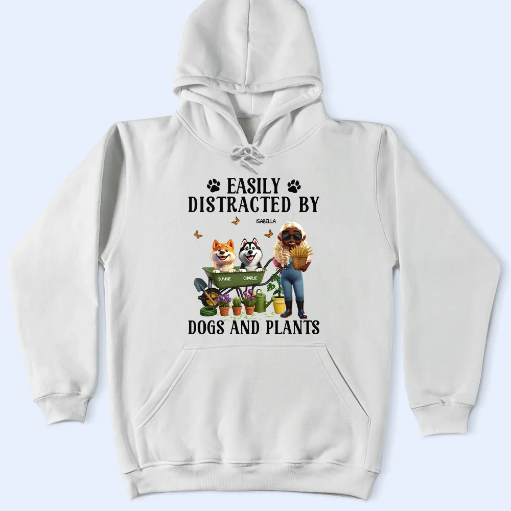 Easily Distracted By Dogs And Plants - Personalized T Shirt - Image 5