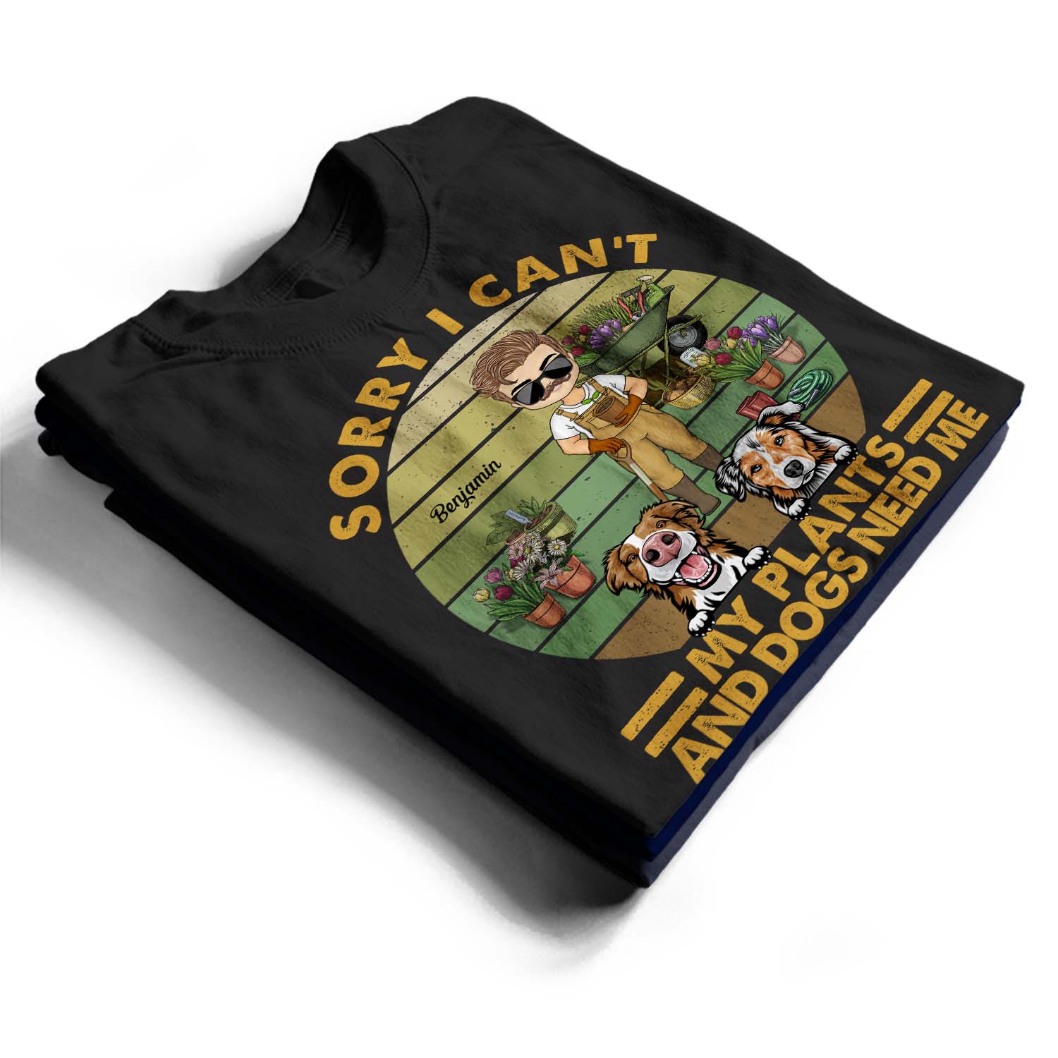 Easily Distracted By Plants And Pets - Gift For Gardener, Pet Lovers, Dog Mom, Cat Mom, Dog Dad, Cat Dad - Personalized Custom T Shirt - Image 2