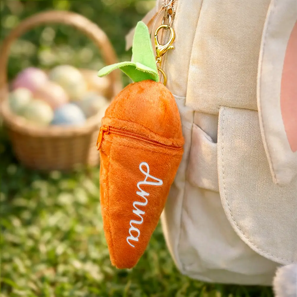 Easter Bunny Carrot With Custom Name - Personalized Plush Reversible Carrot Bunny Keychain - Image 7