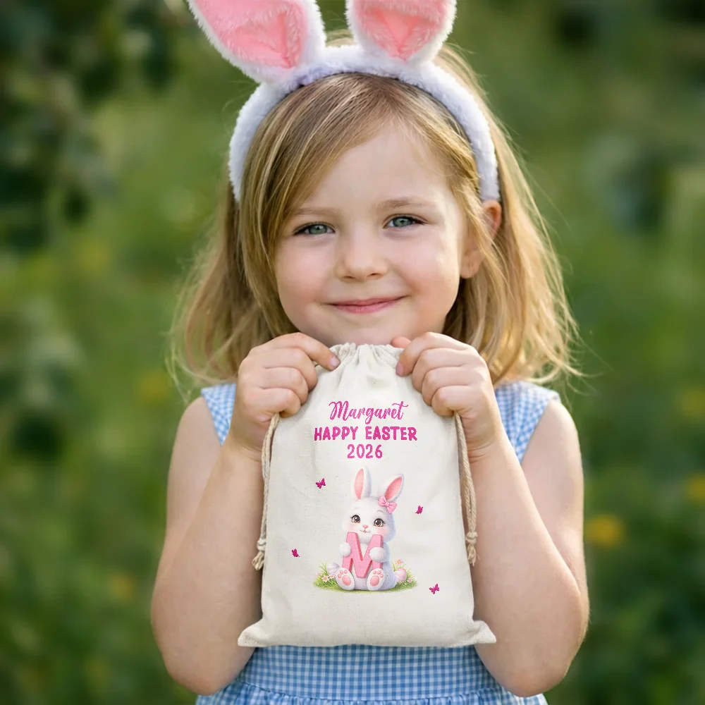 Easter Bunny Holding Alphabet Letter - Personalized Favor Bag - Image 5