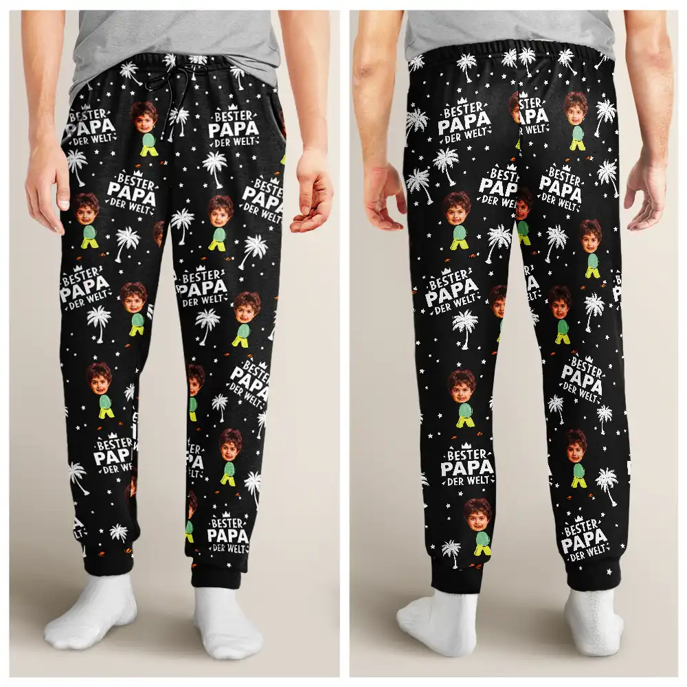 Eigenes Foto Bester Papa Beste Mama Der Welt - Personalisiertes Pyjamahose - Image 5