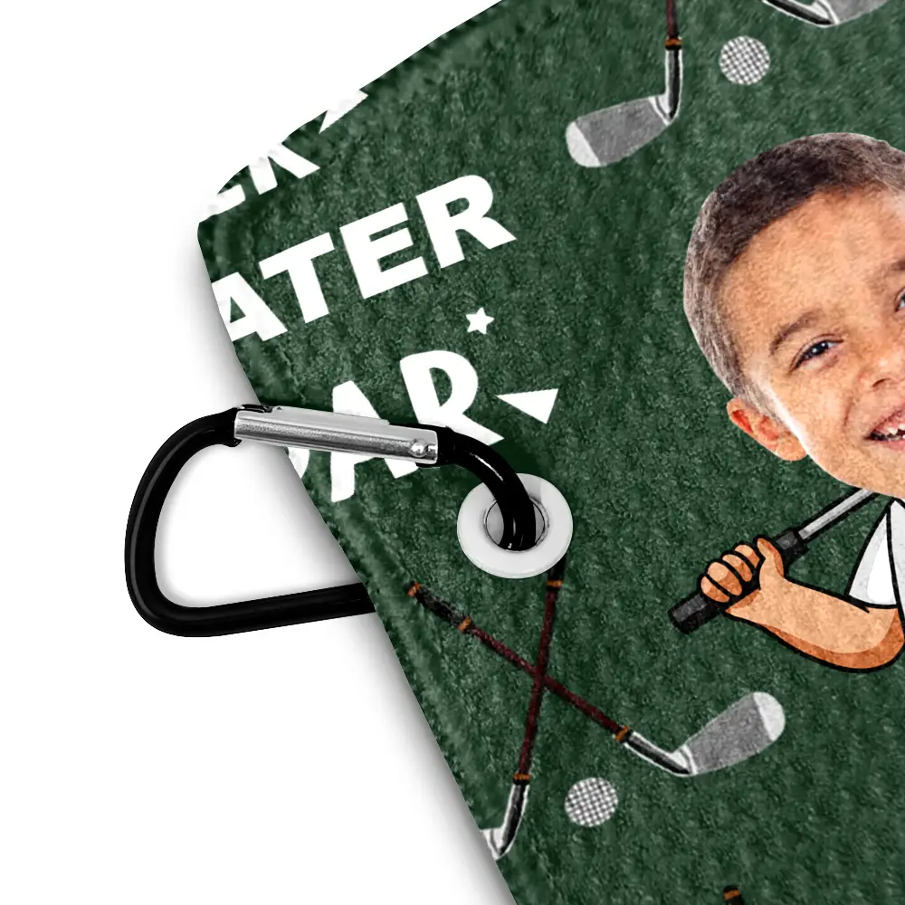 Eigenes Foto Bester Papa Von Par Lustiges Kind - Personalisiertes Golf-Handtuch - Image 4