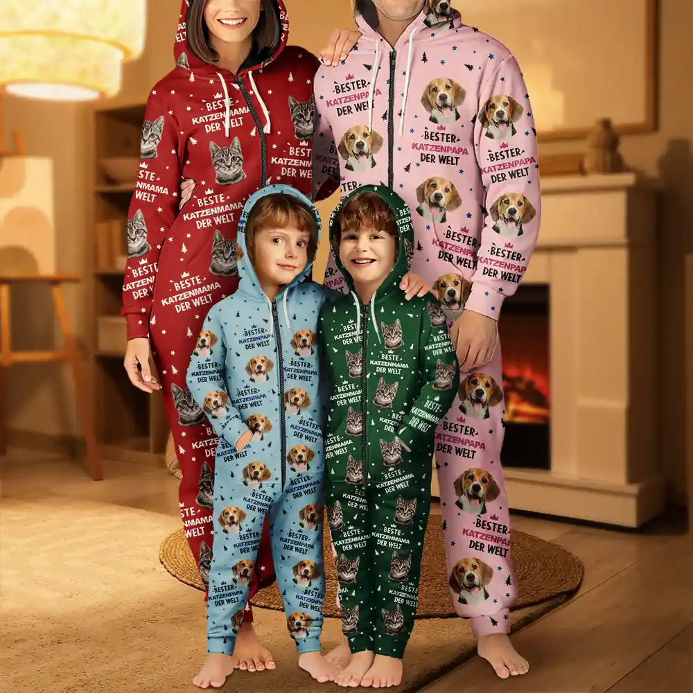 Eigenes Foto Hundebesitzer Und Katzenliebhaber - Personalisierter Unisex-Jumpsuit Mit Kapuze - Image 6