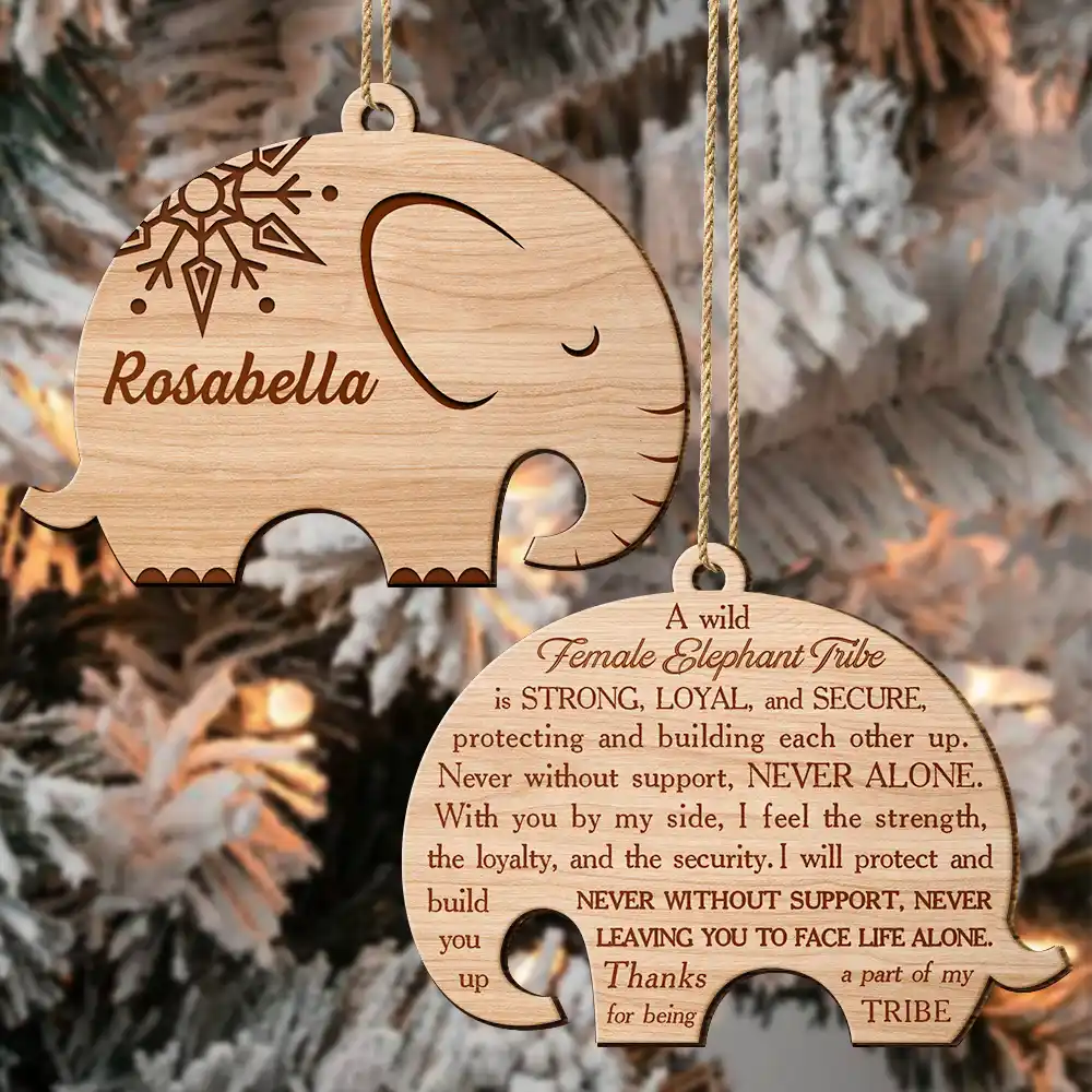 Elephant Sisterhood Sister Bestie Thank You - Personalized Wooden Ornament Print 2 Sides - Image 4