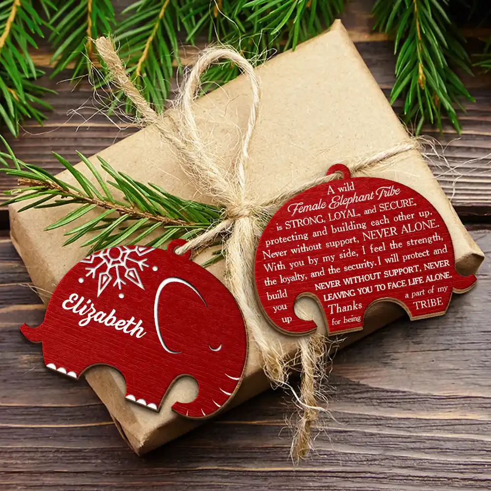 Elephant Sisterhood Sister Bestie Thank You - Personalized Wooden Ornament Print 2 Sides - Image 6