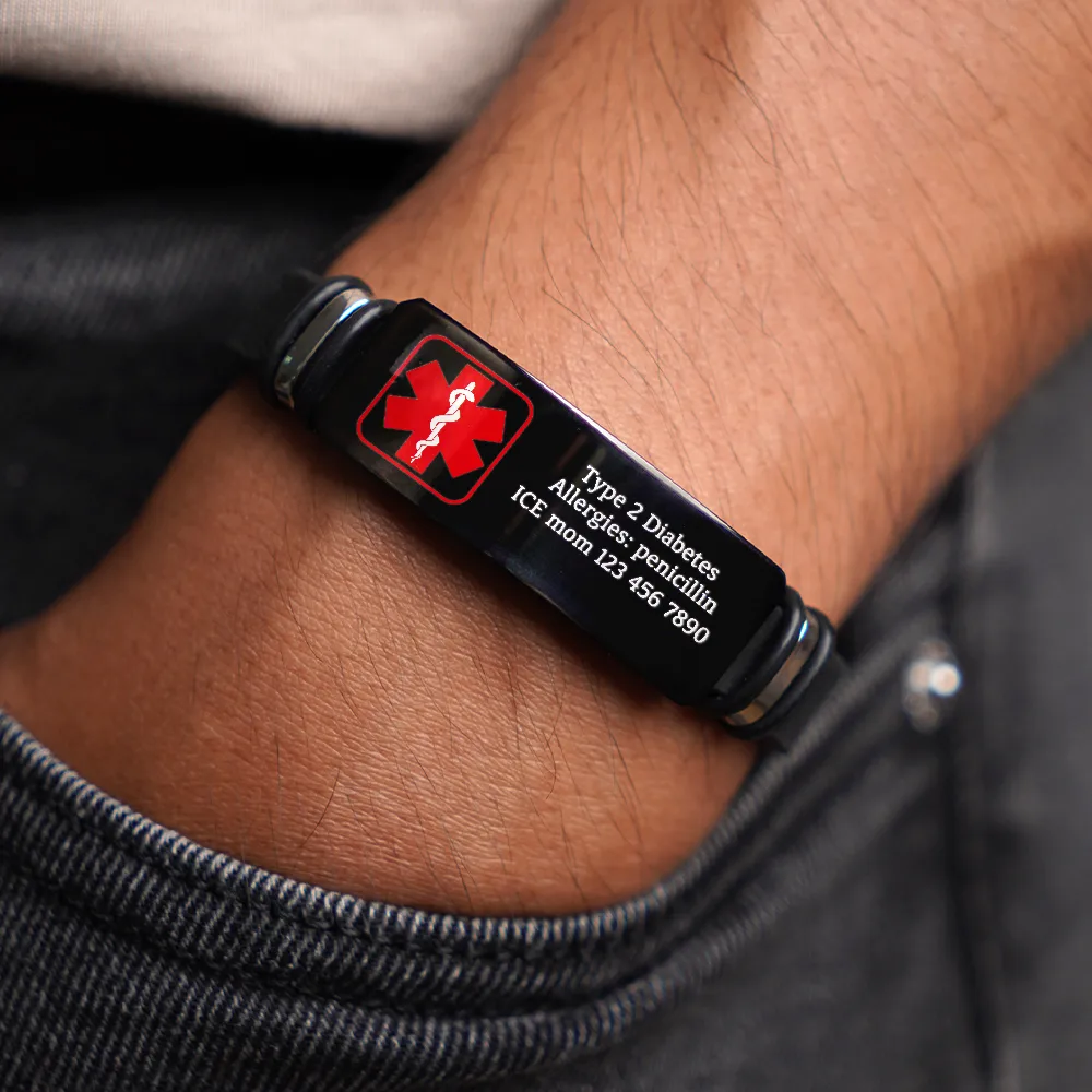 Emergency Medical Alert Band - Personalized Engraved Bracelet - Image 2