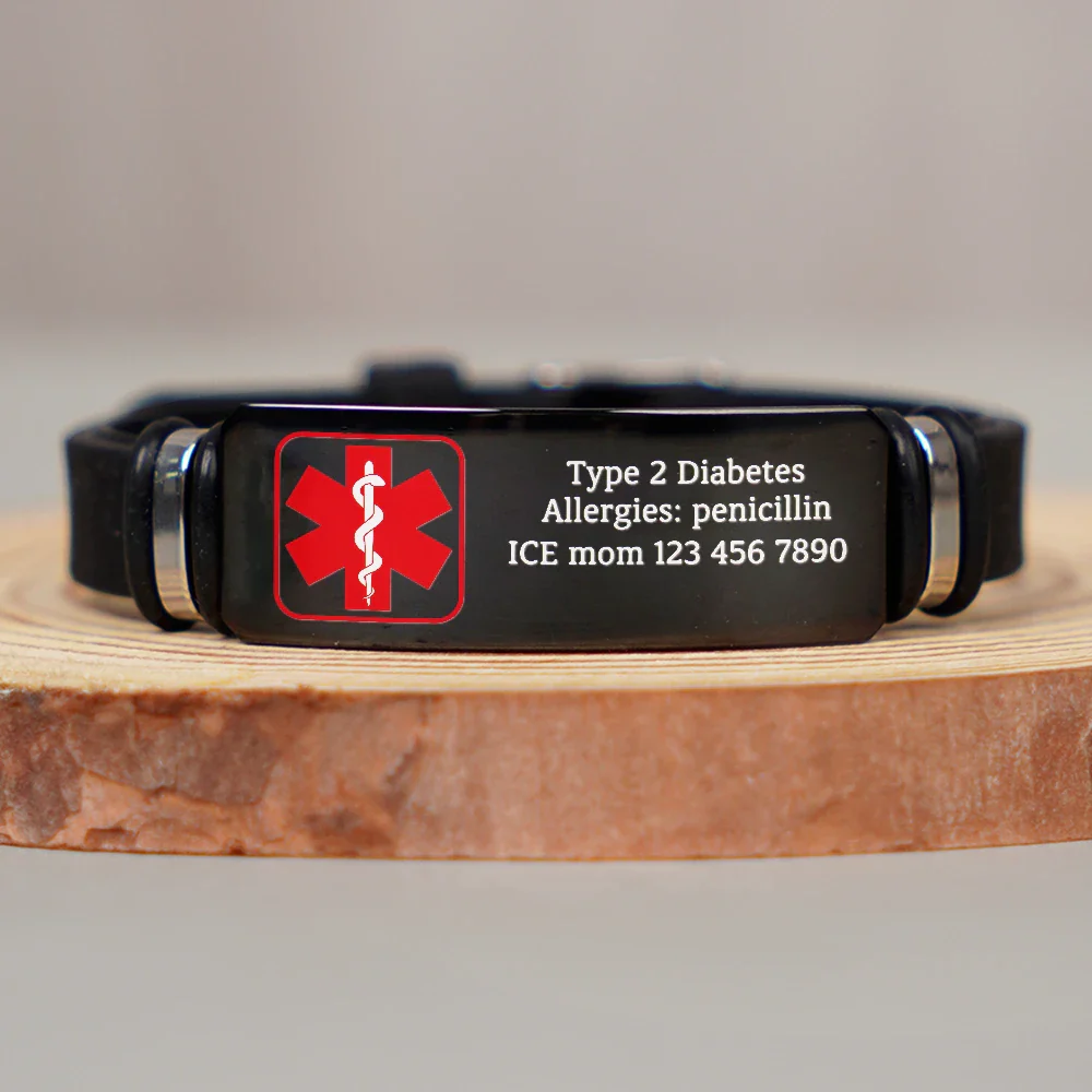 Emergency Medical Alert Band - Personalized Engraved Bracelet - Image 3