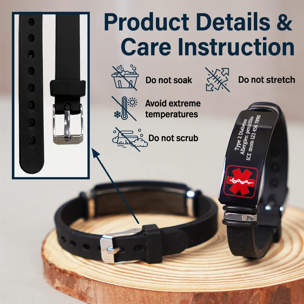 Emergency Medical Alert Band - Personalized Engraved Bracelet - Image 5