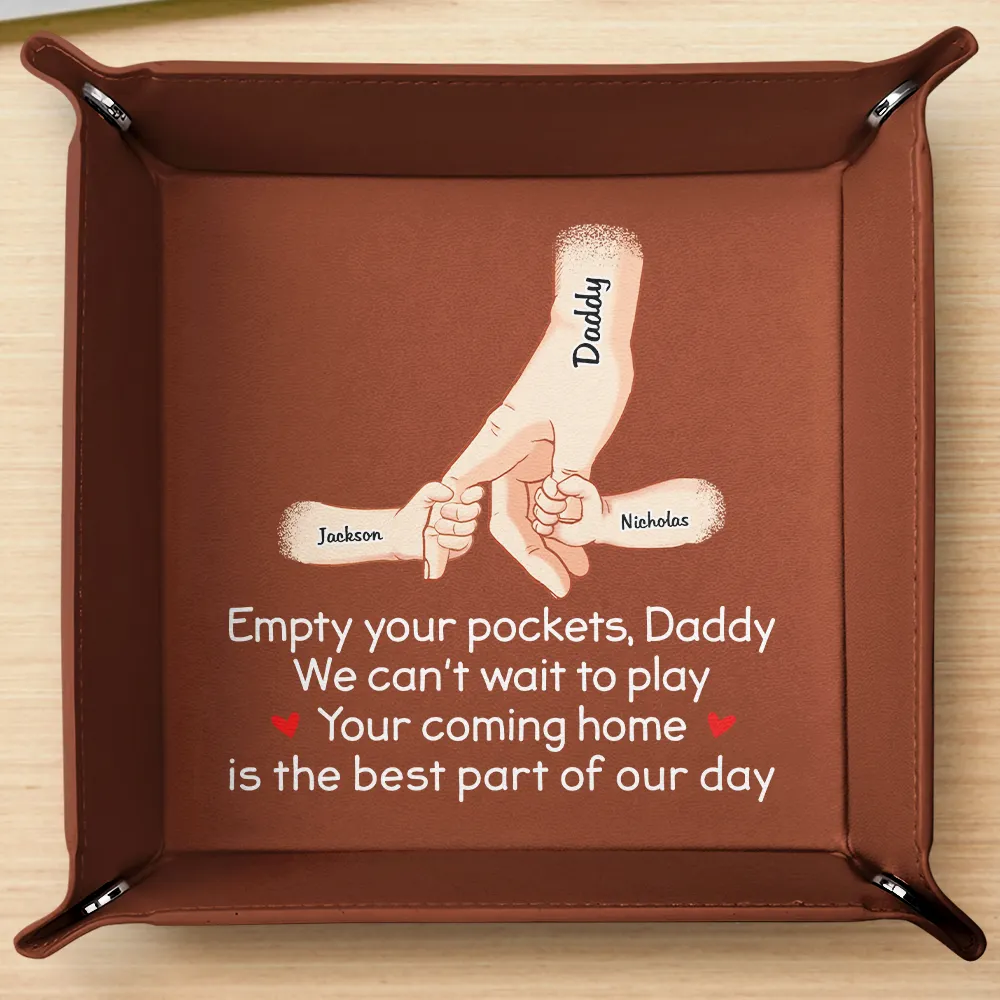 Empty Your Pockets Daddy - Personalized Leather Valet Tray