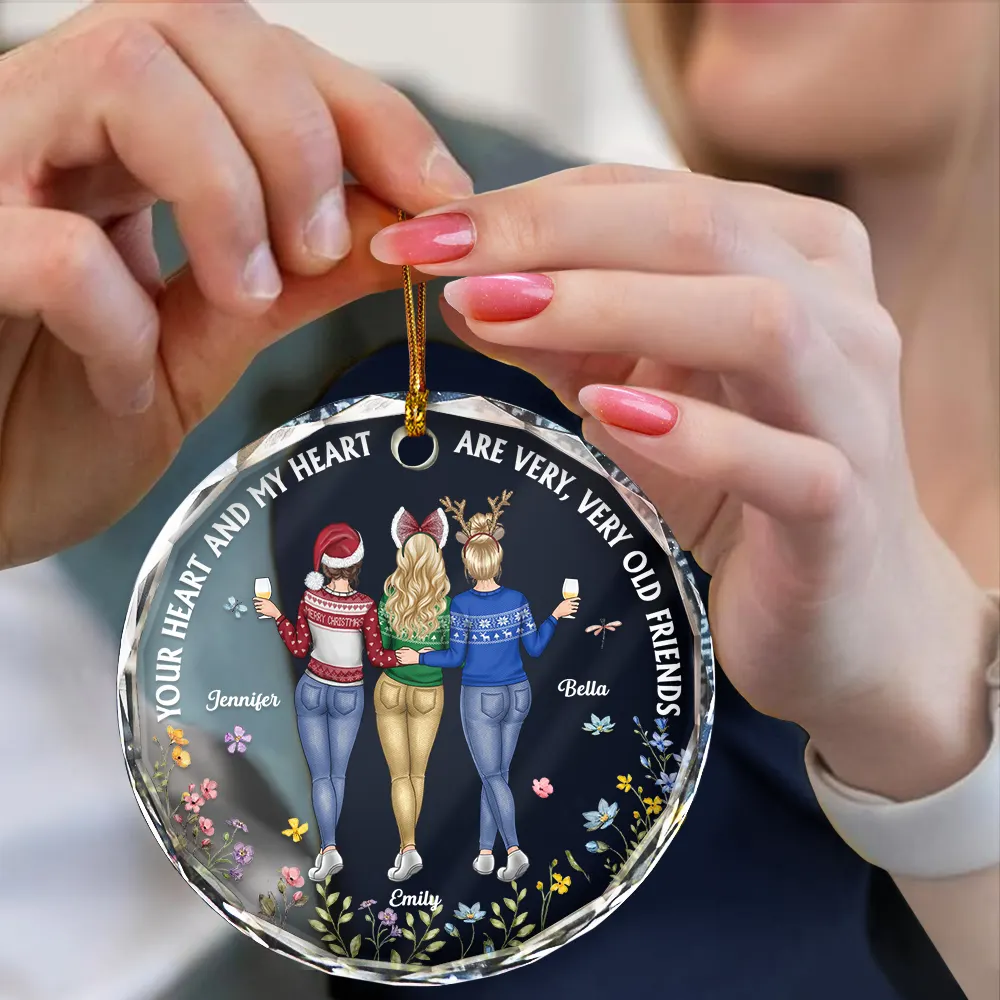 Entertained By Us As Us Friends - Personalized Circle Glass Ornament - Image 4
