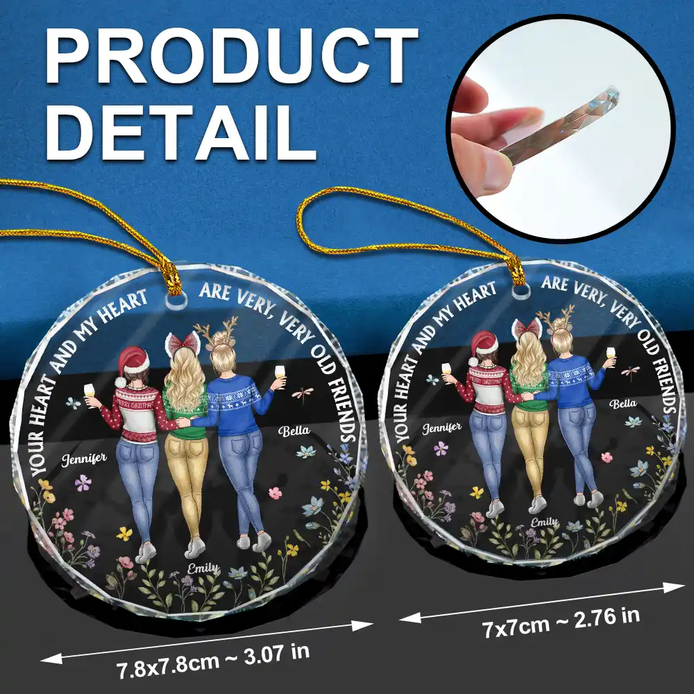 Entertained By Us As Us Friends - Personalized Circle Glass Ornament - Image 6