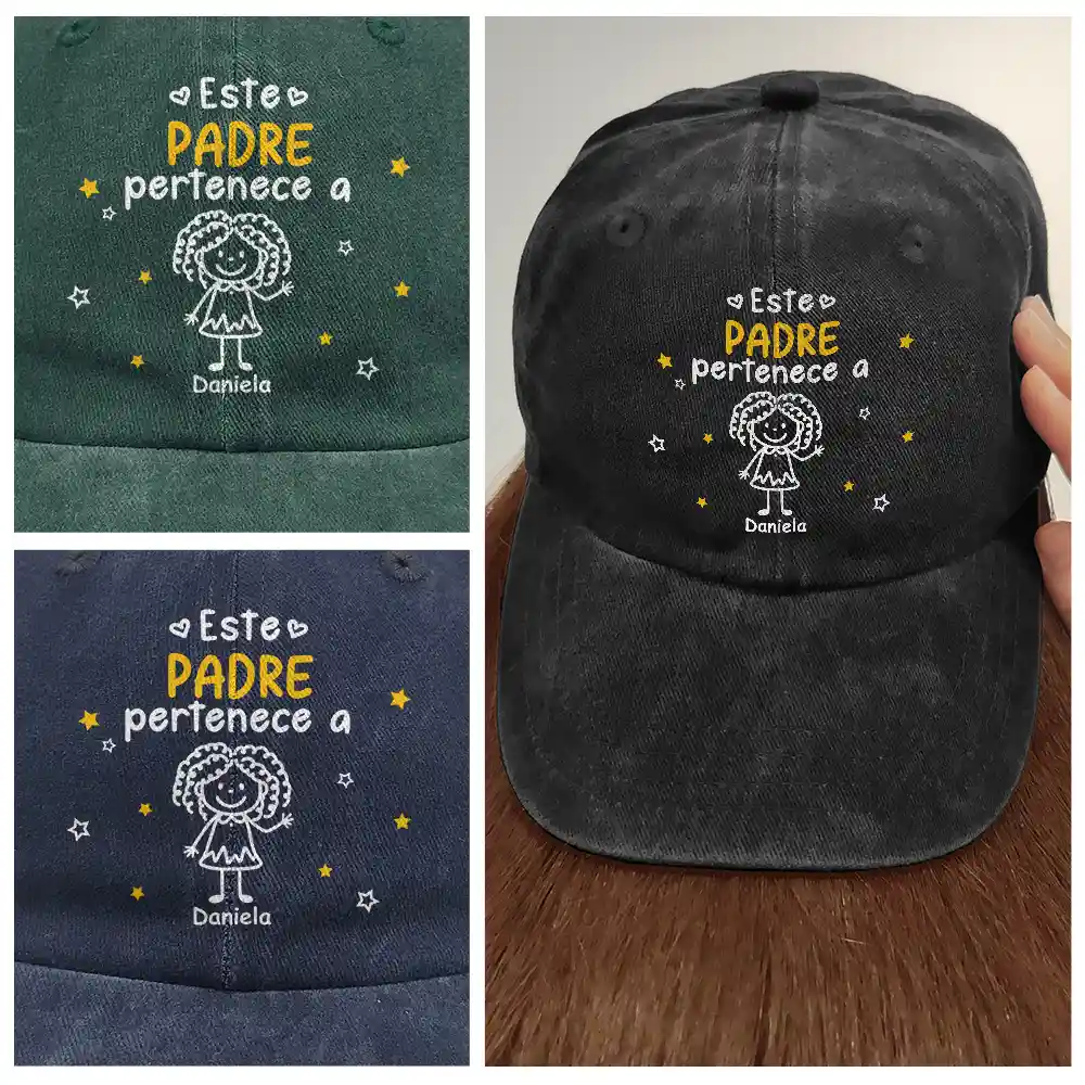Este Abuelo Papá Pertenece A - Gorra De Denim Lavado Vintage Personalizada - Image 4