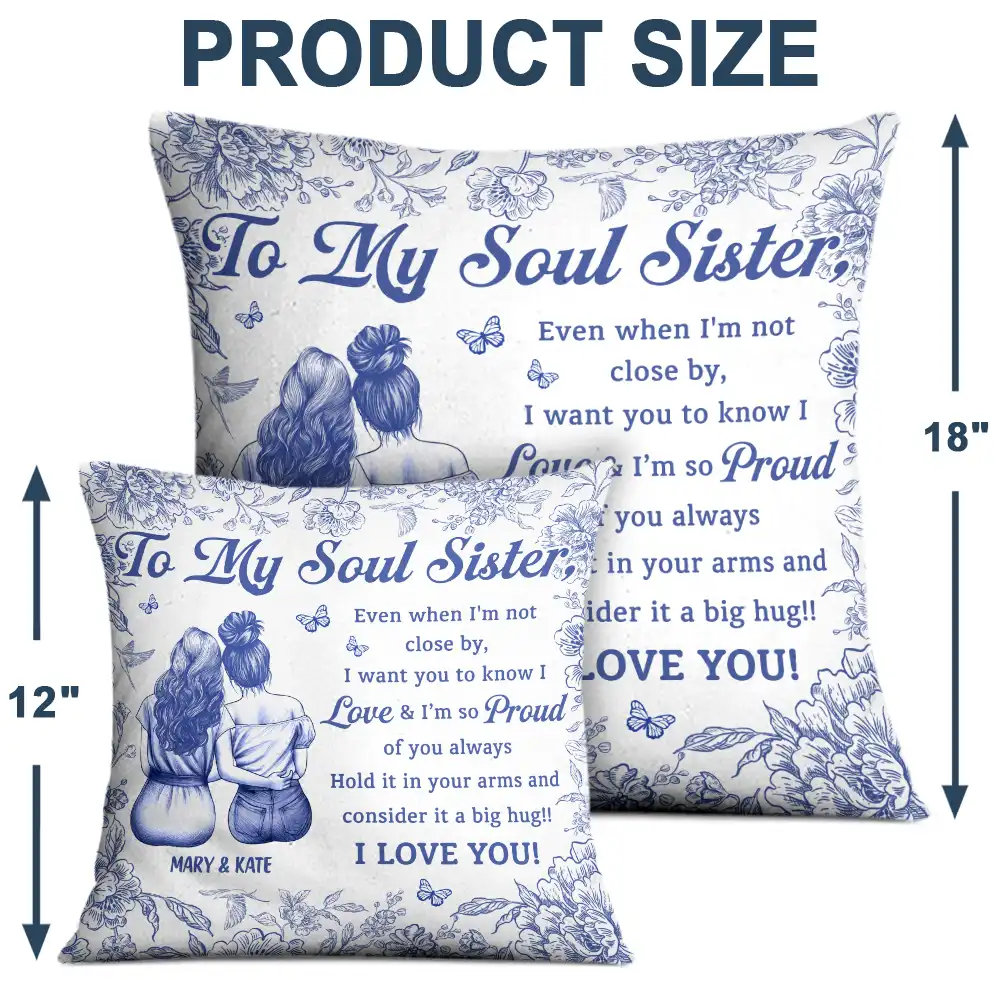 Even When I'm Not Close By Bestie Sister Toile - Personalized Pillow - Image 4