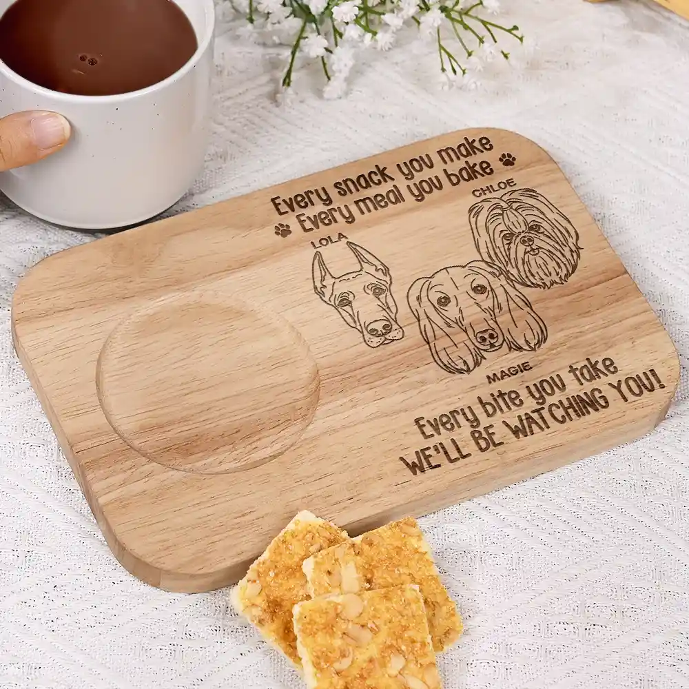 Every Bite You Take We Will Be Watching You - Personalized Serving Board With Cup Holder - Image 4